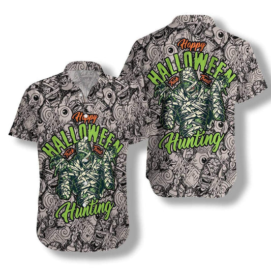 Halloween Vintage Scary Mummy Pattern Hawaiian Shirt, Hawaiian For Gift