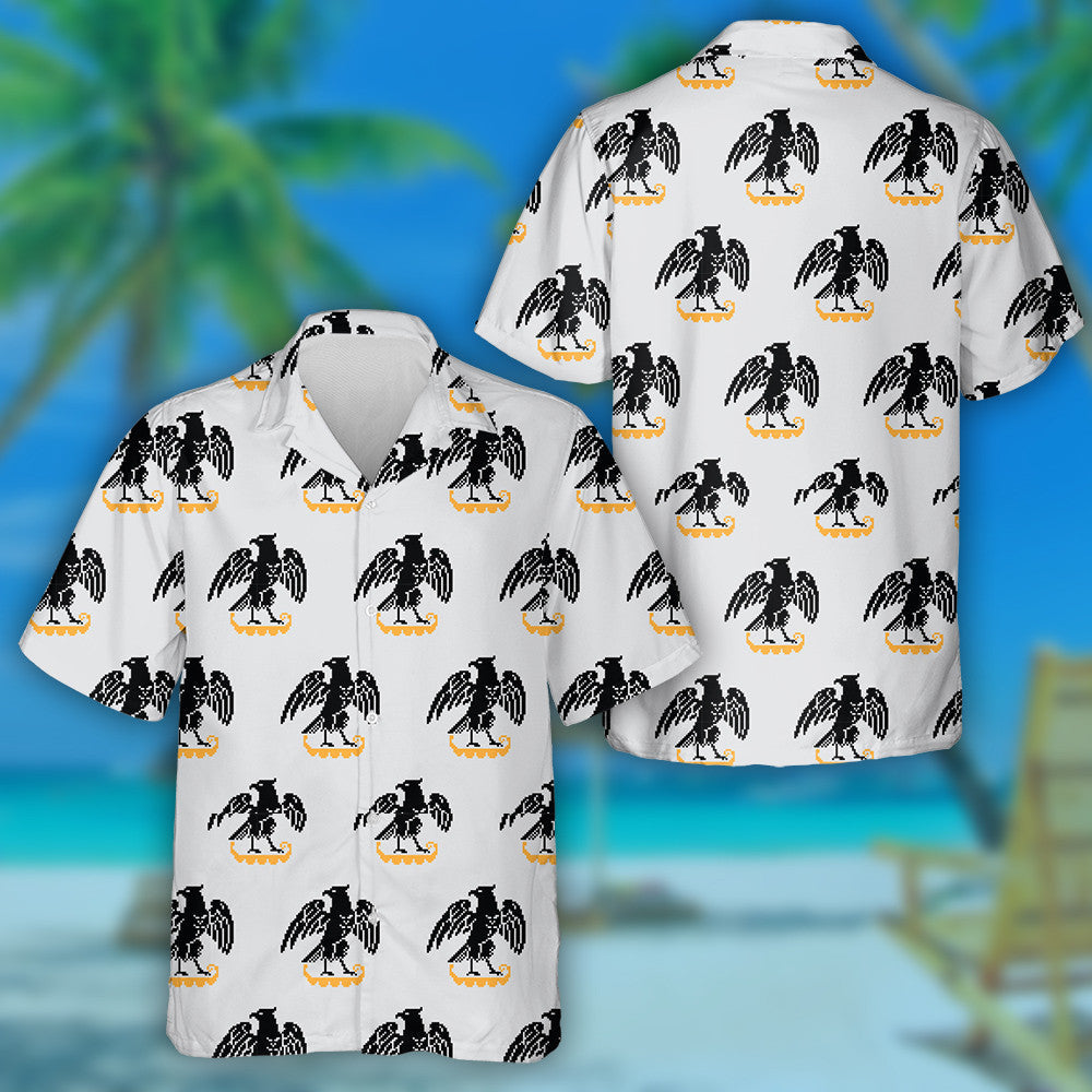 Funny Black Eagles Raised Wings Standing On Yellow Hawaiian Shirt, Hawaiian Shirt Gift, Christmas Gift