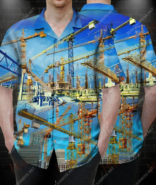 Echte Männer bedienen Kranmaschine Unisex Hawaiihemd Hobbies Kurzarm Taktisches Hawaiihemd Hawaiihemd Muster, Hawaiihemd Geschenk, Weihnachtsgeschenk