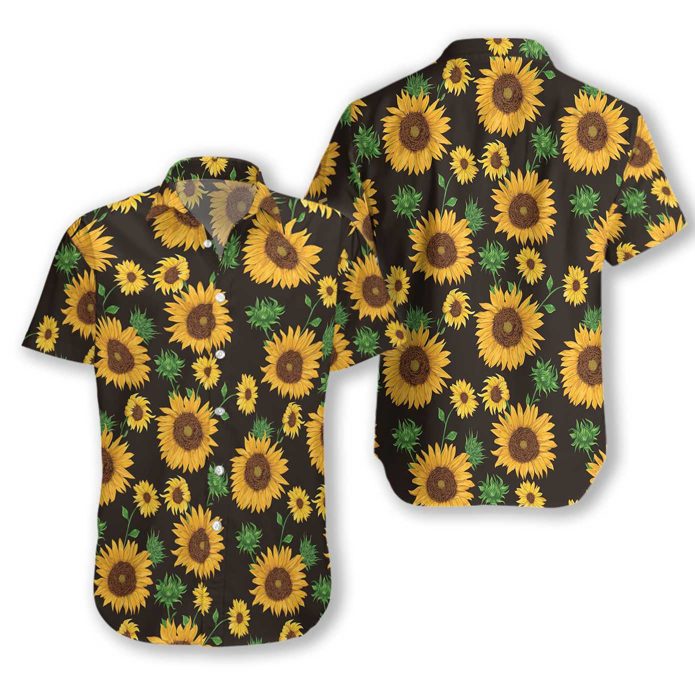 SunFlower And Green Leaf Design Hawaiian Shirt, Hawaiian Shirt Gift, Christmas Gift