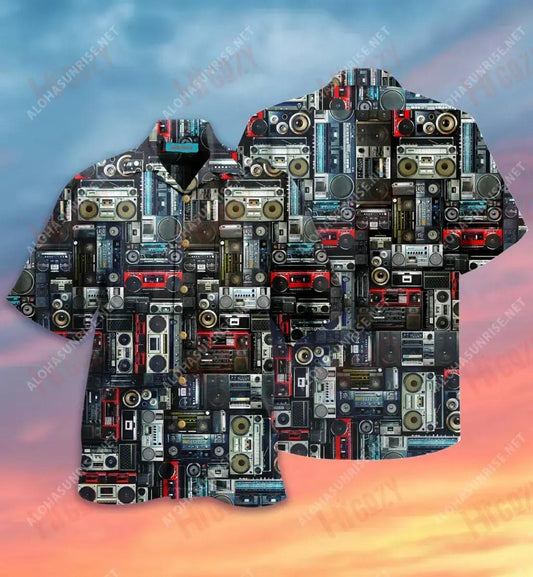 Memorable Boombox Radio Hawaiian Shirt Ocean Short Sleeve Hawaiian Crazy Shirts Hawaiian Shirts For Women, Hawaiian Shirt Gift, Christmas Gift