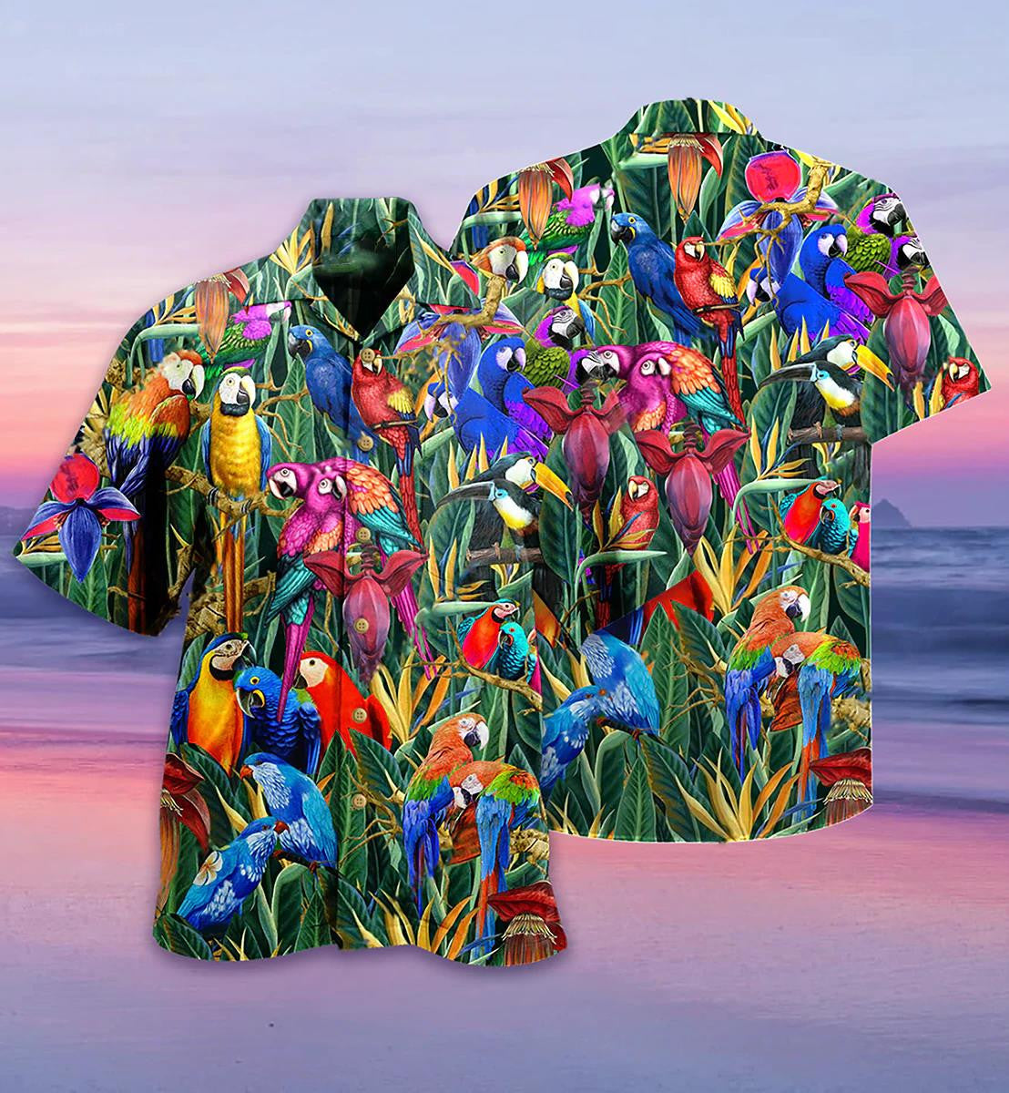 Beautiful Parrot Amazing Tropical Plants All Over Hawaiian Shirt, Hawaiian Shirt Gift, Christmas Gift