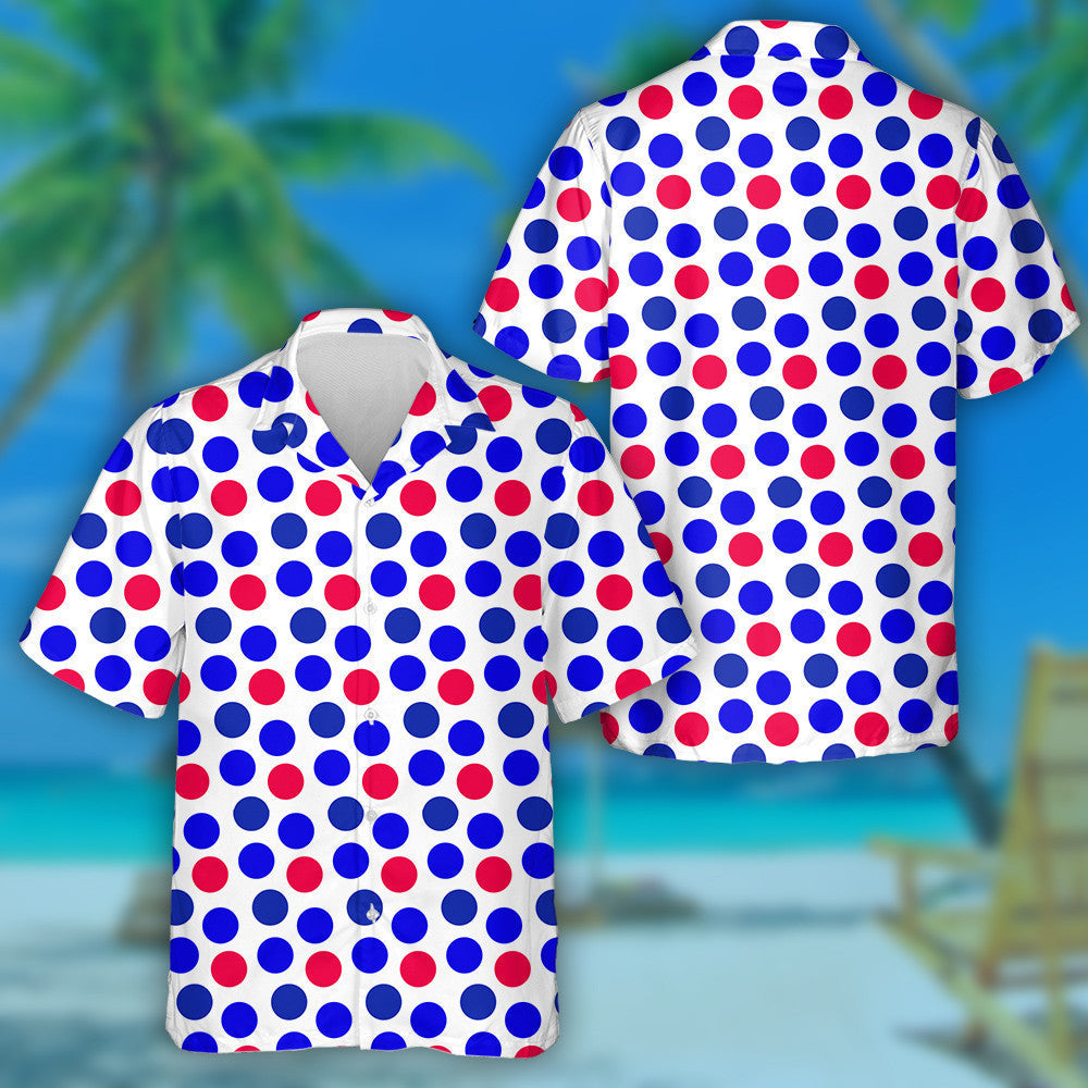 USA National Holiday Repeating Texture With Polka Dots Hawaiian Shirt, Hawaiian Shirt Gift, Christmas Gift