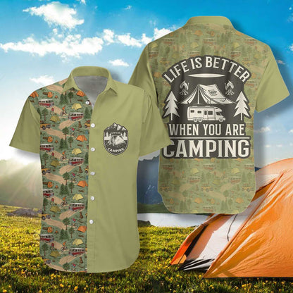 Cool Design Hawaiian Shirt Life Is Better When You Are Camping, Hawaiian Shirt Gift, Christmas Gift
