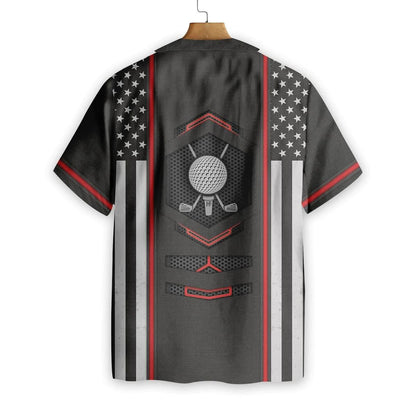 Black American Flag Golf Clubs And Ball Pattern Hawaiian Shirt, Hawaiian Shirt Gift, Christmas Gift