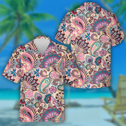 Beige Theme Paisley Ethnic Pattern With Floral Elements Hawaiian Shirt, Hawaiian Shirt Gift, Christmas Gift