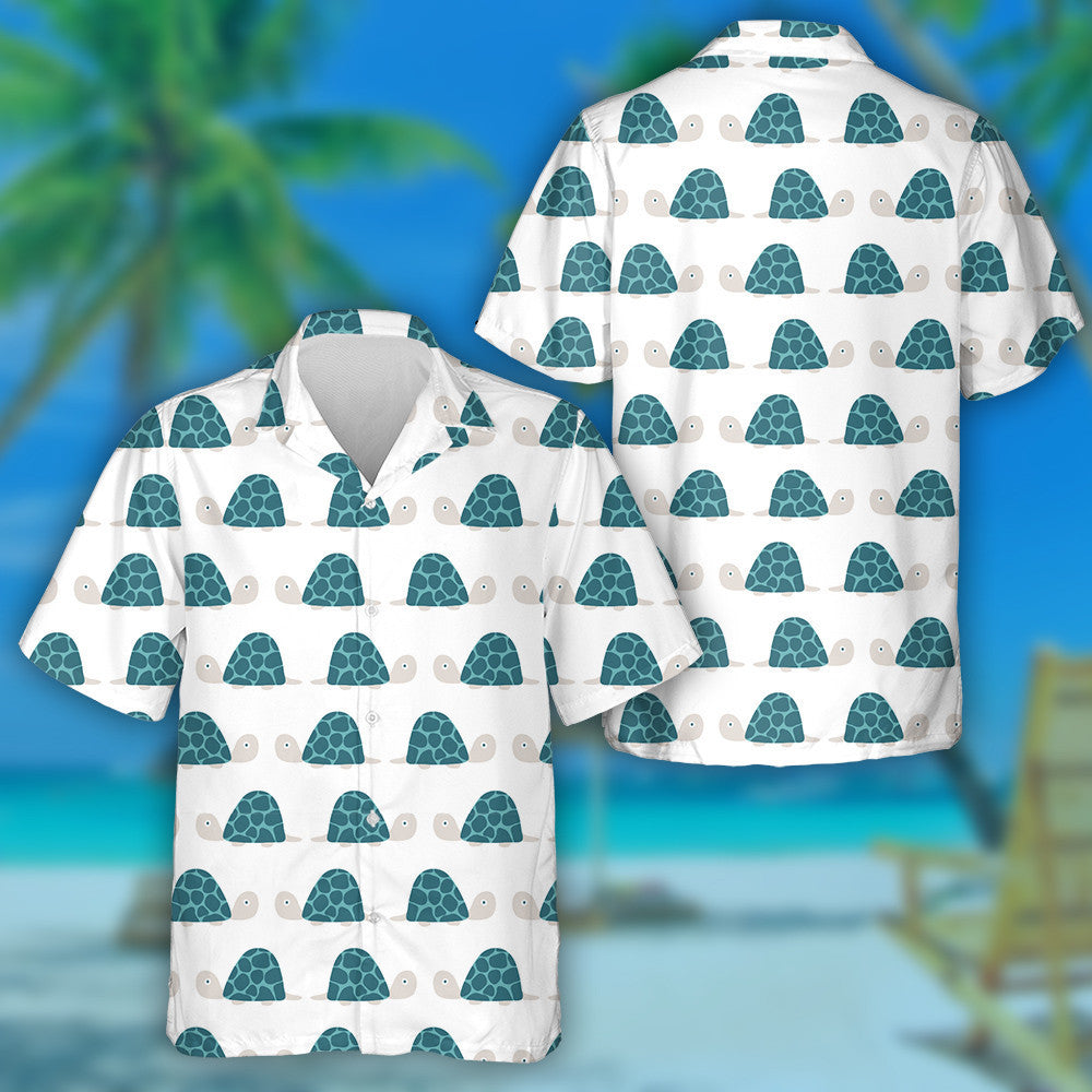 Funny Dark Green Turtle In Cartoon Style Hawaiian Shirt, Hawaiian Shirt Gift, Christmas Gift