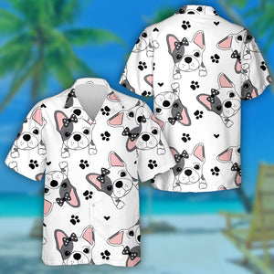 Adorable French Dog Puppy And Paw Hawaiian Shirt, Hawaiian For Gift