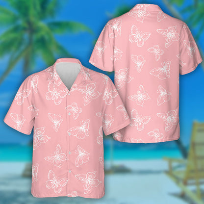 Big Cute Wild Flying Butterfly On Gentle Magenta Hawaiian Shirt, Hawaiian Shirt Gift, Christmas Gift