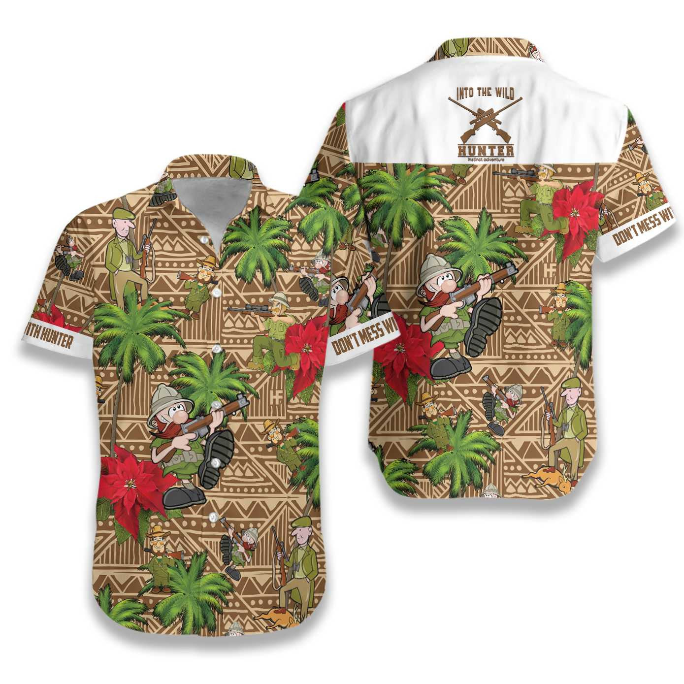 Don't Mess With Hunter Browm Tribal Pattern Hawaiian Shirt, Hawaiian Shirt Gift, Christmas Gift