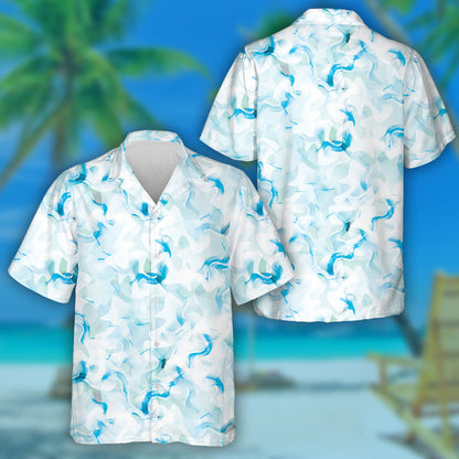 Ideal Watercolor Aqua Marbling Camo Pattern Hawaiian Shirt, Hawaiian Shirt Gift, Christmas Gift