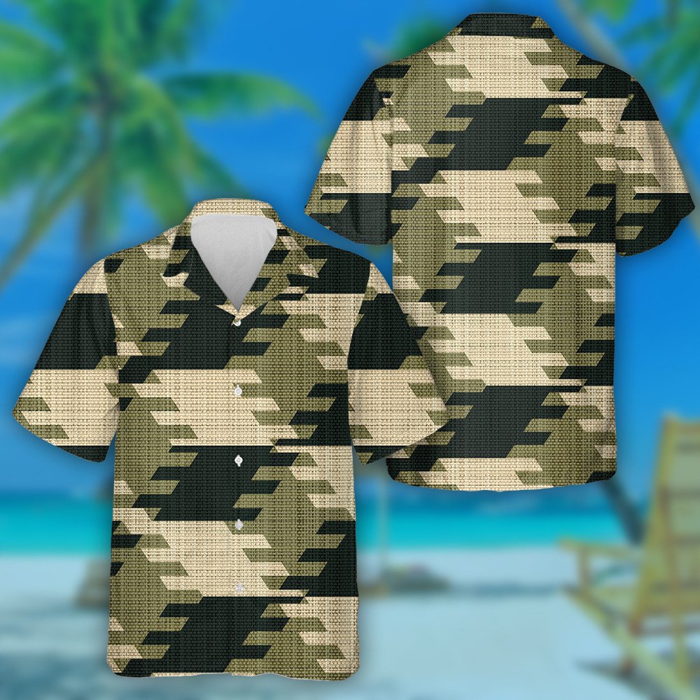 Abstract Geometry Urban Camo Knitted Pattern Hawaiian Shirt, Hawaiian Shirt Gift, Christmas Gift