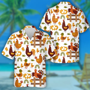 The Farmhouse With Chicken Cock And Duck Hawaiian Shirt,Hawaiian Shirt Gift, Christmas Gift