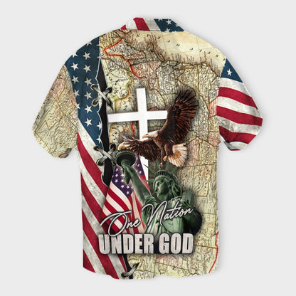 Cool America One Nation Under God Design Hawaiian Shirt, Hawaiian Shirt Gift, Christmas Gift