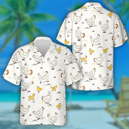 Funny Hen And Cute Little Chicken With Egg Hawaiian Shirt, Hawaiian Shirt Gift, Christmas Gift
