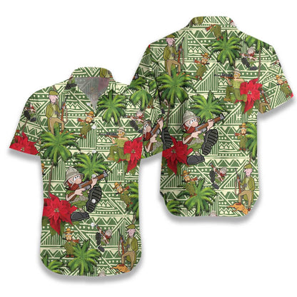I Am A Hunter Green Geometric Pattern Hawaiian Shirt, Hawaiian Shirt Gift, Christmas Gift