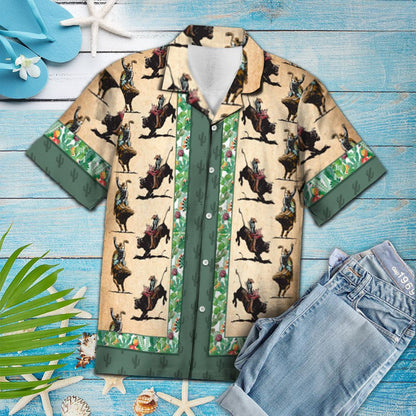 Cowboy Riding Horse On Desert Design Hawaiian Shirt,Hawaiian Shirt Gift, Christmas Gift
