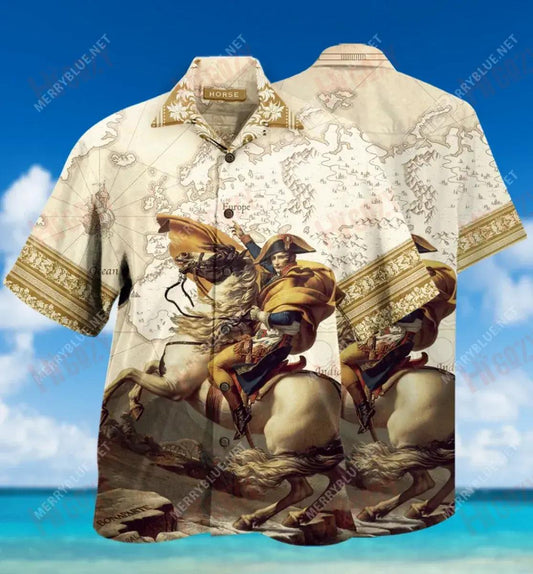 Horse Napoleon Unisex Short Sleeve Shirt Vacation Hawaiian T Shirts Vintage Hawaiian Shirts Hawaiian Shirts For Women, Hawaiian Shirt Gift, Christmas Gift