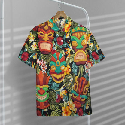 Tiki Head Funny And Angry Pattern Hawaiian Shirt,Hawaiian Shirt Gift, Christmas Gift