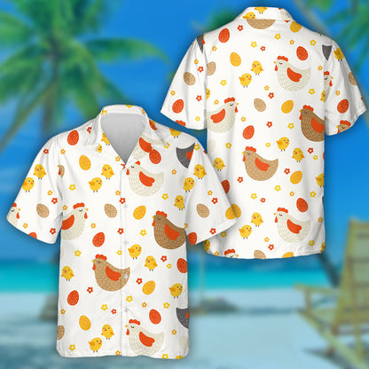 Sleeping Hen And Baby Happy Chicken With Egg Hawaiian Shirt, Hawaiian Shirt Gift, Christmas Gift