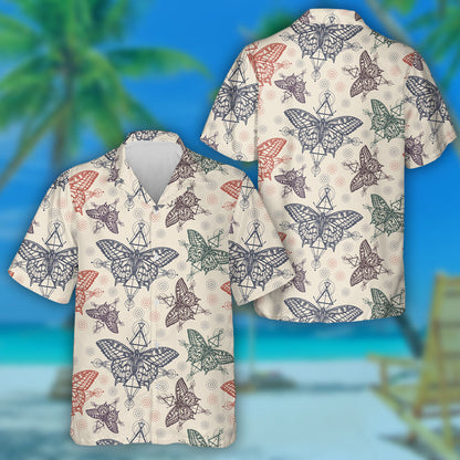 Hübsches Motiv Mystisches Symbol der Freiheit und Schmetterling Hawaiihemd, Hawaiihemd Geschenk, Weihnachtsgeschenk