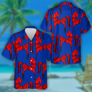 Abstract Ethnic Mystic Red Horses Drawing Hawaiian Shirt, Hawaiian Shirt Gift, Christmas Gift