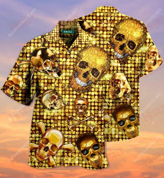Skull Bling Bling Hawaiian Shirt Summer Short Sleeve Hawaiian Crazy Shirts Hawaiian Shirt Pattern, Hawaiian Shirt Gift, Christmas Gift