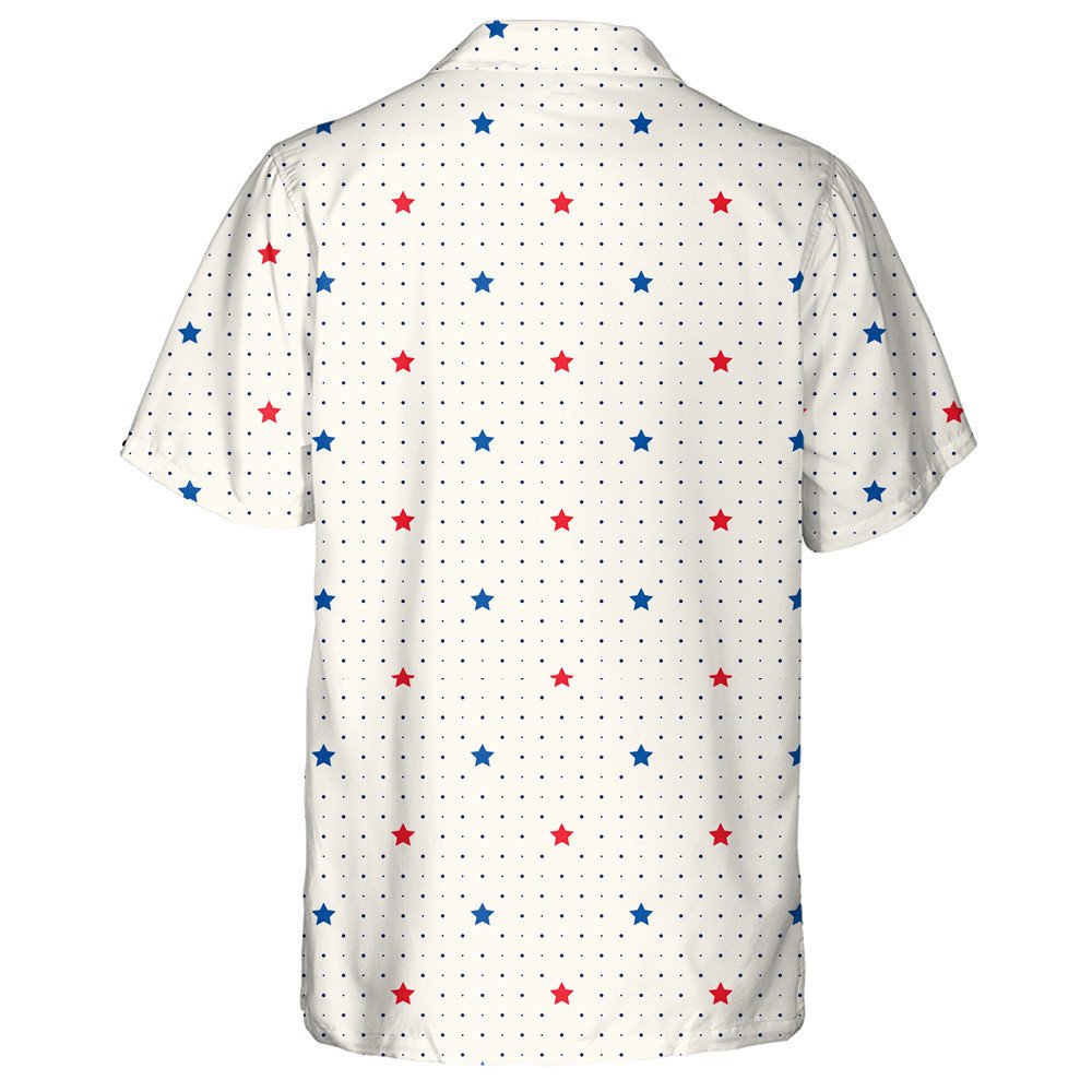 Design Polka Dots Background With Red And Blue Stars Hawaiian Shirt, Hawaiian Shirt Gift, Christmas Gift