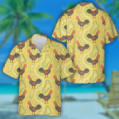 Beautiful Chicken Rooster With Ethnic Ornament Elements Hawaiian Shirt, Hawaiian Shirt Gift, Christmas Gift
