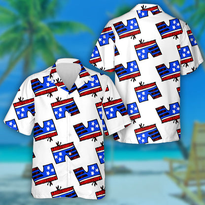 American Flag In The Form Of Shorts Bow On Pattern Hawaiian Shirt, Hawaiian Shirt Gift, Christmas Gift