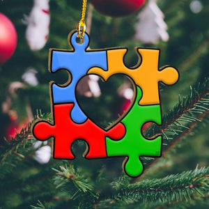 Autism Awareness Puzzle Love Ornament, Christmas Ornament Gift, Christmas Gift, Christmas Decoration