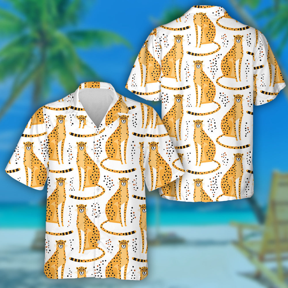 Exotic Wild Leopards On A White Background Hawaiian Shirt, Hawaiian Shirt Gift, Christmas Gift