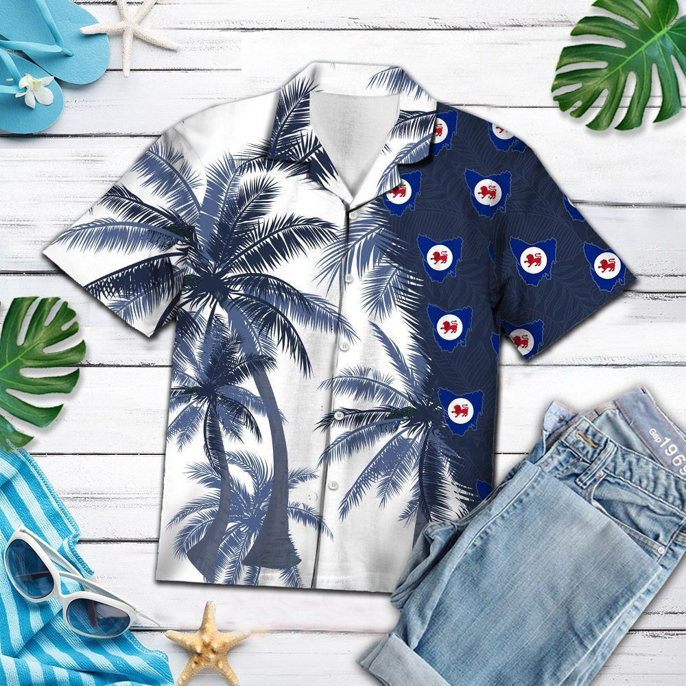 Tasmania Flag With Coconut Trees Hawaiian Shirt,Hawaiian Shirt Gift, Christmas Gift