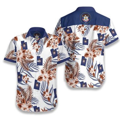 Utah Proud On White Background Pattern Hawaiian Shirt, Hwaiian For Gift