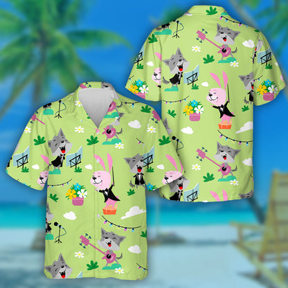 Fun Party In The Forest Hare And Wolf Hawaiian Shirt, Hawaiian Shirt Gift, Christmas Gift