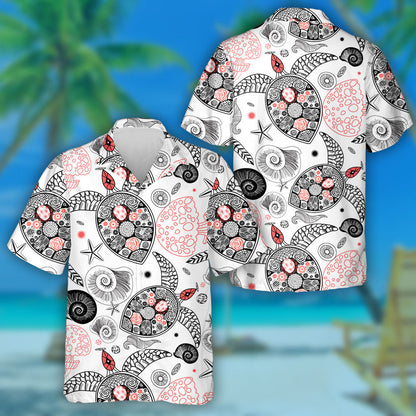 Ornamental Turtles And Marine Star On The Light Hawaiian Shirt, Hawaiian Shirt Gift, Christmas Gift