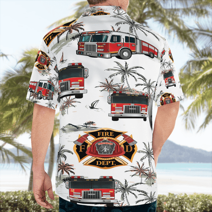 Firefighter Truck Hawaiian Beach Shirt_ Hawaiian Shirt Gift, Christmas Gift
