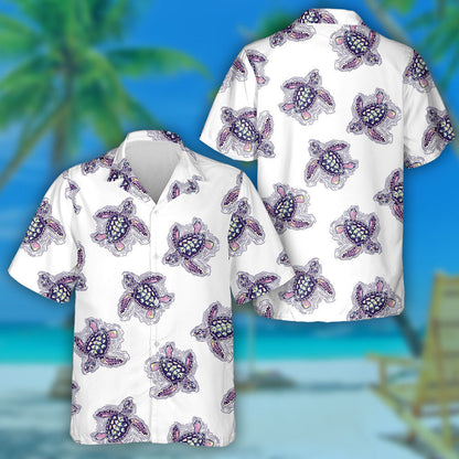 Colorful Purple Sea Turtle In The Tropical Sea Hawaiian Shirt, Hawaiian Shirt Gift, Christmas Gift