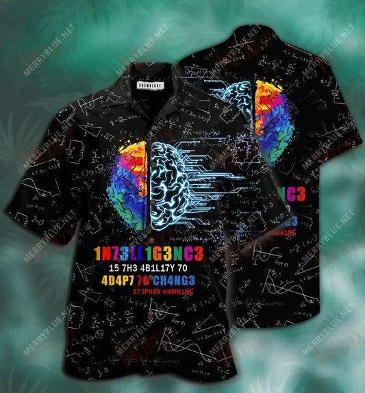 Funny Intelligence Unisex Short Sleeve Shirt Vacation Hawaiian T Shirts Hawaiian Crazy Shirts Hawaiian Shirts For Men, Hawaiian Shirt Gift, Christmas Gift