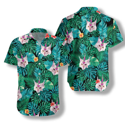 Deep Jungle Unicorn Cat Hawaiian Shirt,Hawaiian Shirt Gift, Christmas Gift