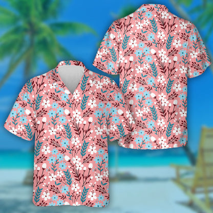 Beautiful Pastel Color Flower Pattern On Pink Background Hawaiian Shirt, Hawaiian Shirt Gift, Christmas Gift