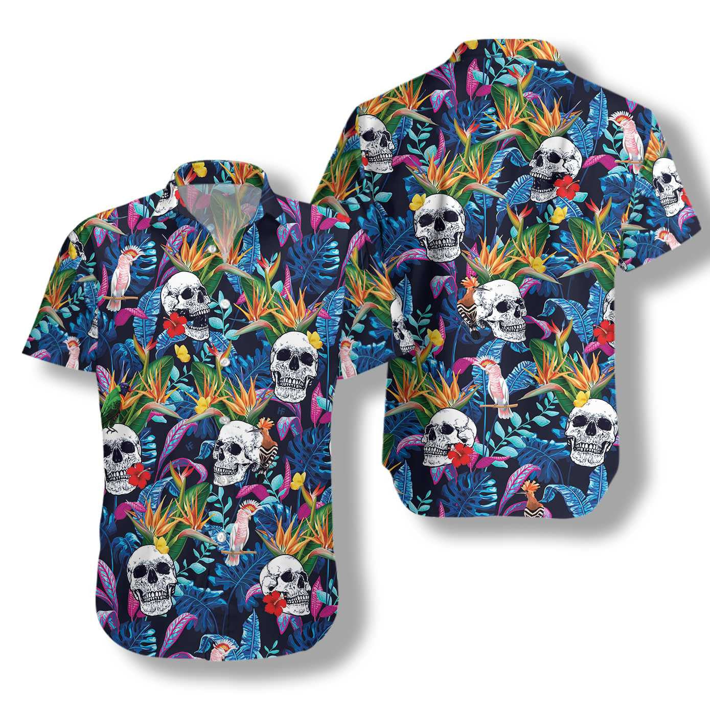 Enticing Design Hawaiian Shirt Colorful Tropical Forest And Skull, Hawaiian Shirt Gift, Christmas Gift