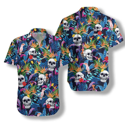 Enticing Design Hawaiian Shirt Colorful Tropical Forest And Skull, Hawaiian Shirt Gift, Christmas Gift