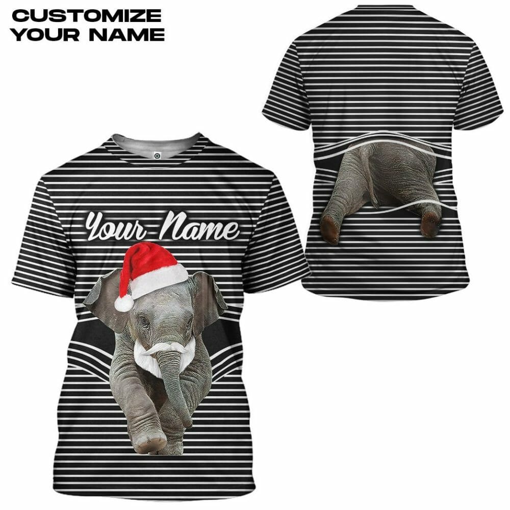 3D Elefant Weihnachten Custom T-Shirt Hoodie Bekleidung