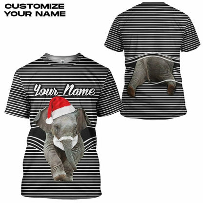 3D Elefant Weihnachten Custom T-Shirt Hoodie Bekleidung