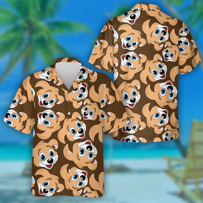 Face Of Golden Dog Isolated Background Hawaiian Shirt,Hawaiian Shirt Gift, Christmas Gift