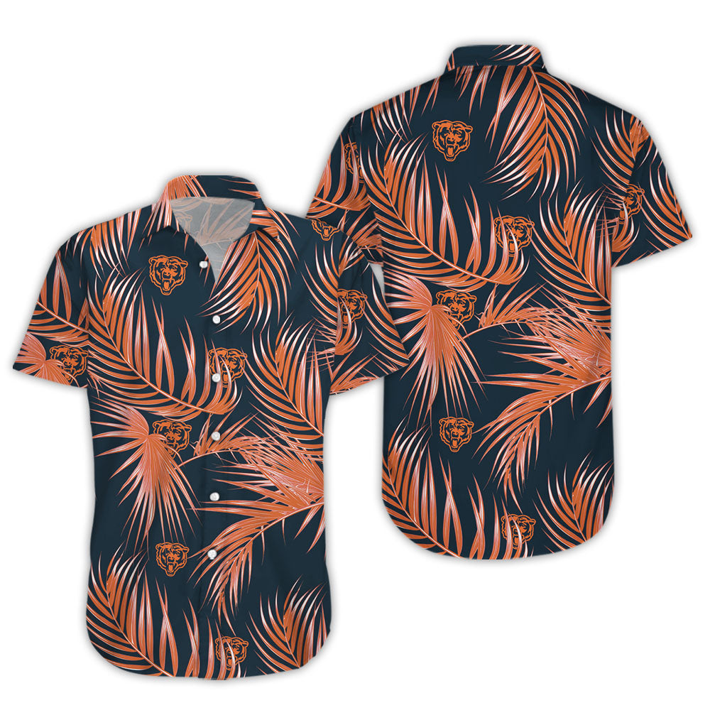 Chicago Bears Nfl Mens Hawaiian Aloha Button Up Shirt Hawaiian Shorts Beach Short Sleeve_Hawaiian Shirt Gift, Christmas Gift