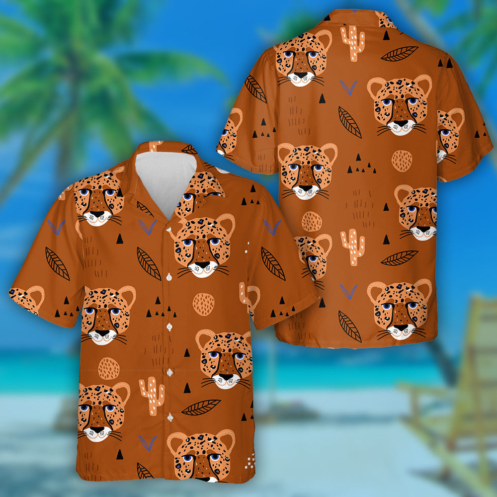 African Leopards Background In Green And Yellow Hawaiian Shirt, Hawaiian Shirt Gift, Christmas Gift