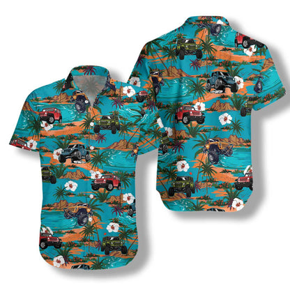 Teel Background Jeep Car Retro Summer Hawaiian Shirt,Hawaiian Shirt Gift, Christmas Gift