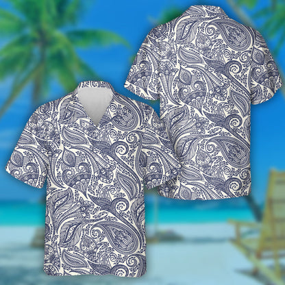 Beautiful Paisley Flower Leaves Branches Hand Drawn Pattern Hawaiian Shirt, Hawaiian Shirt Gift, Christmas Gift